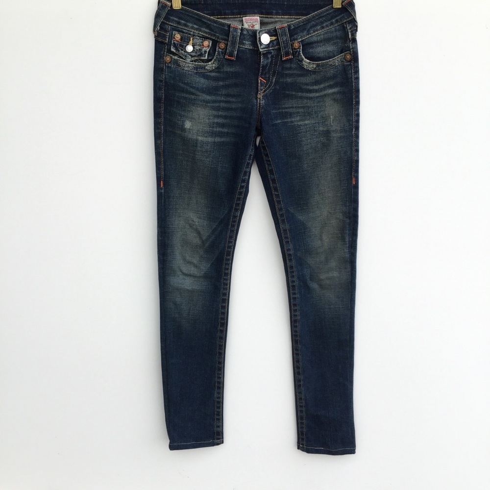 True Religion Low Rise Becky Skinny Jeans 26 Blue